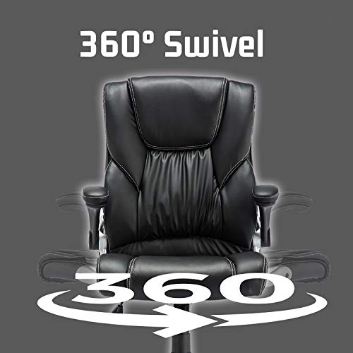 KERMS Home Office Desk Chair, PU Leather Ergonomic Executive Computer Chair with Flip up Arms