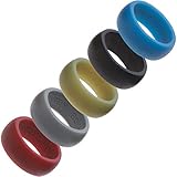 Silicone Wedding Rings Wedding Band 5 pcs - For Active Lifestyles, Gym & Outdoor Enthusiasts, Mens Silicone Ring Set - Safe, Hypoallergenic, Silicone Ring Mens, Won't Pinch Skin! Size 13