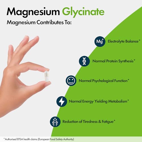Magnesium Glycinate by Your Supplements | UK Made | True Unblended Bisglycinate | 90 High Absorption Capsules | Suitable for Vegetarians & Vegans