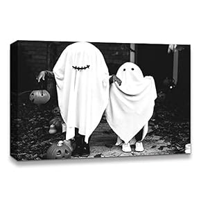 Canvas Wall Art Halloween Pumpkin Lantern Painting Artwork for Home Prints Framed - 12x18 inches