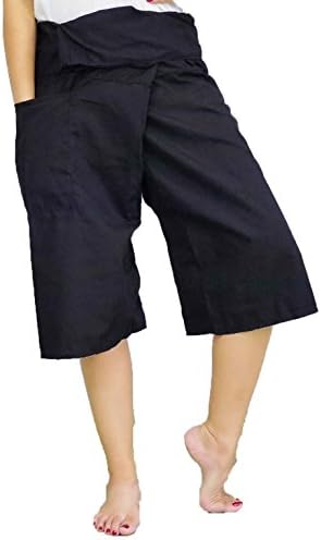 Loong cha's Men Women Fisherman Yoga Pants 3/4 Length Waist 50 Inches Toray