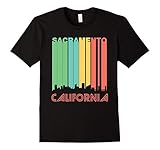 Mens Retro 1970's Sacramento California Downtown Skyline T-Shirt XL Black