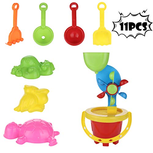 Kids Beach Toys Set, Sandbox Toys 11pc Super Value Molds Tools On Summer Seaside Holiday Must Toys Clearance (As show)