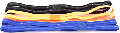 Headbands For Women's Hair Non Slip - Womens Yoga Headbands Pack Of 3 Elastic Headband Double Strip Hairband Antiskid Girls Headwear For Yoga, Running, Sports & Exercising (Black/Blue/Orange, 3PCS)