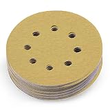 LotFancy 5-Inch 8-Hole 220 Grit Dustless Hook-and-Loop Sanding Disc Sander Paper, Pack of 100