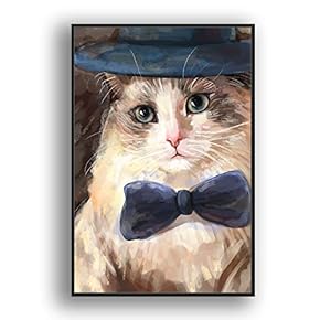 Framed Canvas Wall Art for Living Room, Bedroom Funny Cats Abstract Oil Painting Features Canvas Prints for Home Decoration Ready to Hanging - 16x24 inches