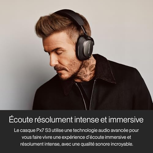 Px7 S3 Casque Supra-Auriculaire sans Fil, Réduction de Bruit Avancée, DSP 24-bit, aptX Lossless, 30 Heures de Lecture, 8 Microphones, Charge Rapide - Noir Anthracite
