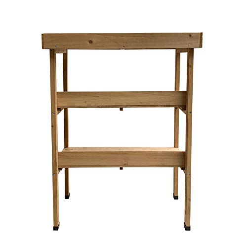 Gardiun KNH1090 Gartentisch Melvin, 67 x 37 x 89 cm, natürliches Holz – Bild 4