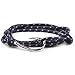 SWEETIE 8 Unisex Men's Women's Silver Fish Hook Rope Wrap Bracelet - Navy