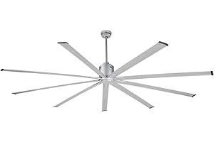 BiGizmos 96 Inch Industrial DC Motor Ceiling Fan, Damp Rated Indoor or Covered Outdoor Ceiling Fans for Home or Commercial, Porch Patio Warehouse Restaurant, 6-Speed Remote Control