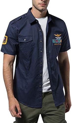 Fastbot Big Sale! Men's Summer Fashion Solid Color Embroidered Military Pocket Short Sleeve T-Shirt