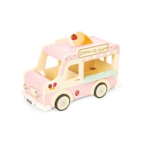 Le Toy Van - Wooden Doll House Dolly Ice Cream Van Play Set for Dolls Houses | Daisylane Dolls House Furniture Sets - Suitable for Ages 3+