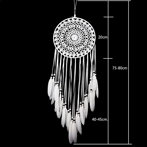Nobgum Feather Dream Catcher Boho White Dreamcatcher Wall Hanging Decor Ornament Crafts Wedding Party Favor,Baby Shower,Birthday Gift,Bedroom Wall Ornaments Car Hanging Decoration