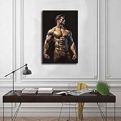 HMLZSJ Nude Muscle Male Torso Portrait Art Gay