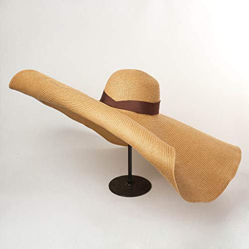 Duseedik Women Large Sun Hat Beach Anti-UV Sun Protection Foldable Straw Cap Cover (Coffee 1) - Thumbnail 5