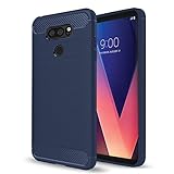 LG V30 Case, LG V30 Plus Case, AnoKe Ultra [Slim Thin] Hybrid Shock Absorption Scratch Resistant Soft TPU Grip Soft Skin Silicone Bumper Full-body Protective Cases Cover For LG V30 HWLS Blue