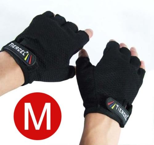BLACK - Weightlifting gloves mens SIZE MEDIUM. Sport gloves for weight lifters. Gym fitness gloves size Medium. Exercise gloves for men made with palm weight grip padding. Fingerless gloves for men