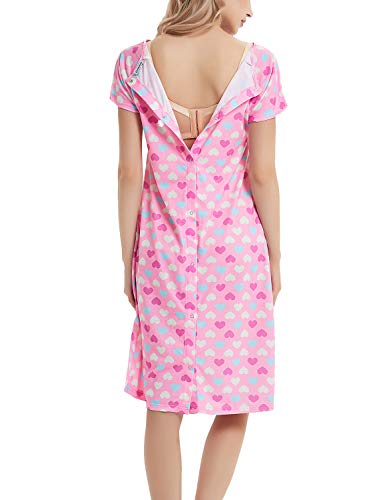 GINKANA Maternity Labor Delivery Gown Hospital Nightgown Nursing Nightdress with Matching Pillowcase