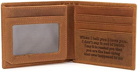 FAYERXL Engraved Leather Bifold Wallet To My Husband/Son Gift Ideas Mens Wallet Minimalist Front Pocket RFID