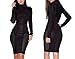 BUETYART Women Bandage Bodycon Dress Sexy Club Dress Party Midi Dress Black
