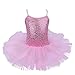 FEESHOW Girls Sequined Camisole Ballet Tutu Dress Skirted Leotard Ballerina Glittering Dance wear Costumes (4-5, Pink)