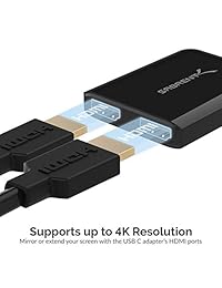 Sabrent USB Type C Dual HDMI Adapter [Soporta hasta dos monitores 4K 30Hz, compatible solo con sistemas Windows] (DA UCDH)