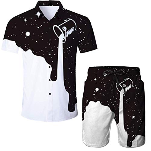 RAISEVERN Hombre Camisa Hawaiana Manga Corta Stag Beach Holiday Vestido Hawaii