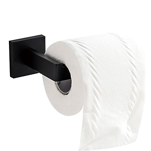 Leyden Modern 4-Pieces Bathroom Sets, Robe Hook Towel Bar Toilet Paper Holder Towel Ring Bathroom Hardware Accessory, Matte Black