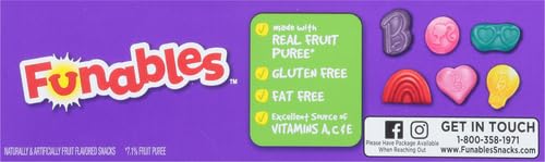 FUNABLES FRUIT SNACKS, BARBIE SHAPED FRUIT FLAVORED SNACKS, 0.8 OUNCE POUCHES (PACK OF 10)