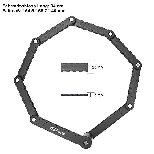 Toptrek Faltschloss mit Halterung Fahrradschloss Schlüssel Lang 94cm 8 Gelenken Fahrradschloß Sicherheitsstufe Level 7… – Bild 5