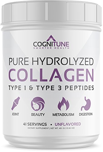 Pure Hydrolyzed Collagen Protein Powder - Type 1 & 3 Peptides Unflavored - Premium Organic Grass Fed, Keto & Paleo Friendly Nutrition, Non-GMO, Gluten Free - Supports Hair, Skin & Anti-Aging  15.9oz