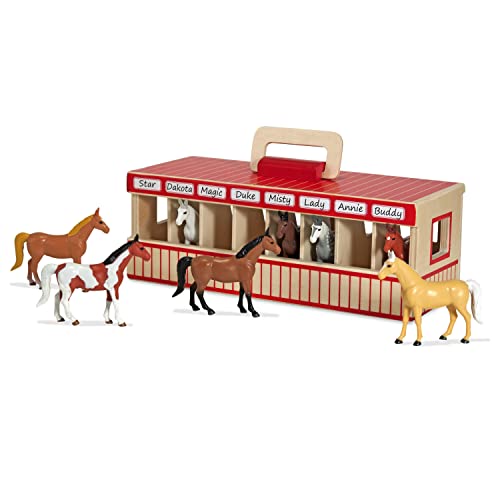 Melissa & Doug TakeAlong ShowHorse Stable Play Set With Wooden Stable