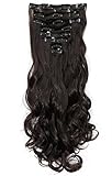 always_sexy 18 Clips 8 Pcs 24" Dark Brown Clip In Hair Extensions Full Head Hairpiece Long Wavy Curly Womens Ladies Hair Acessories