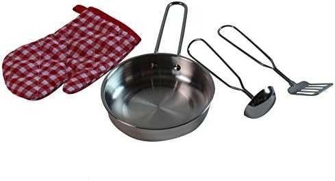 Uptown Toys Stainless Steel Pretend Play Frying Pan 4 Piece Set