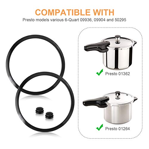 AIEVE 2 Pack Pressure Cooker Sealing Ring Silicone Gasket with Overpressure Plug Compatible with