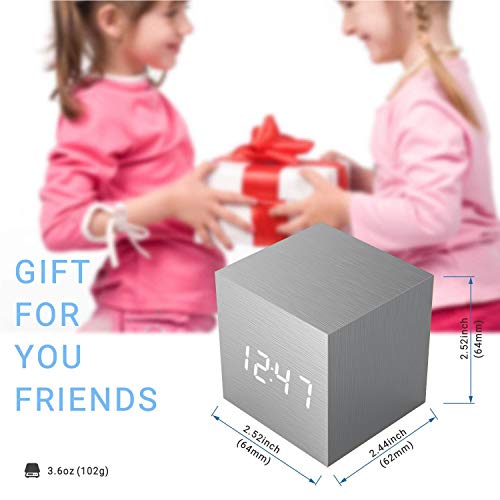 image for Digital Alarm Clock, Micar LED Light Mini Modern Cube Desk Alarm Clock