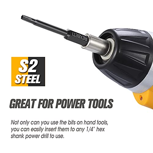 REXBETI 24 Piece Torx Head Screwdriver Bit Set, 1/4 Inch Hex