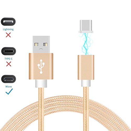ONX3 (Gold) Magnetic Micro USB Nylon Braided Fast Rapid Charging & Data Syc Transfer Cable with LED light Indicator for Micromax Bolt S302