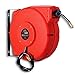 REELWORKS Air-Water-Hose-Reel Retractable 3/8" Inch x 50' Feet Premium Commercial Flex Hybrid Polymer Hose Max 300 PSI Heavy Duty Polypropylene Case Construction Industrial Spring Driven primary