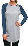 Halife Women's Crewneck Raglan Sleeve Long T-shirt Tunics Tops (M, Navy Blue)