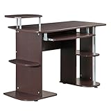 Complete Computer Workstation Desk With Storage. Color: Chocolate