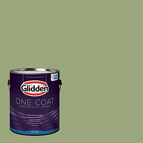 Glidden Exterior Paint + Primer: Green/Guacamole, One Coat, Semi-Gloss, 1-Gallon