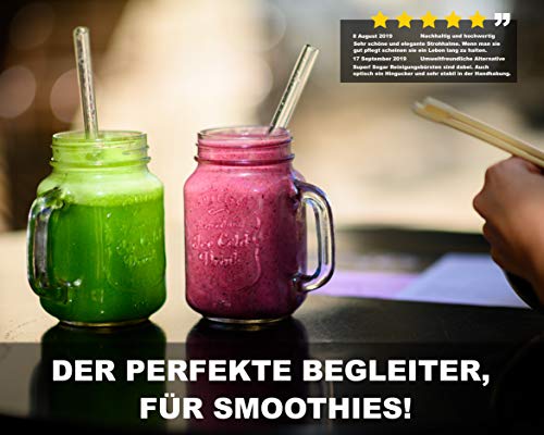 Pentaton Glas Strohhalme 8 Stück & 4 Reinigungsbürsten, Trinkhalme aus Borosilikatglas, Länge 23cm – Bild 6