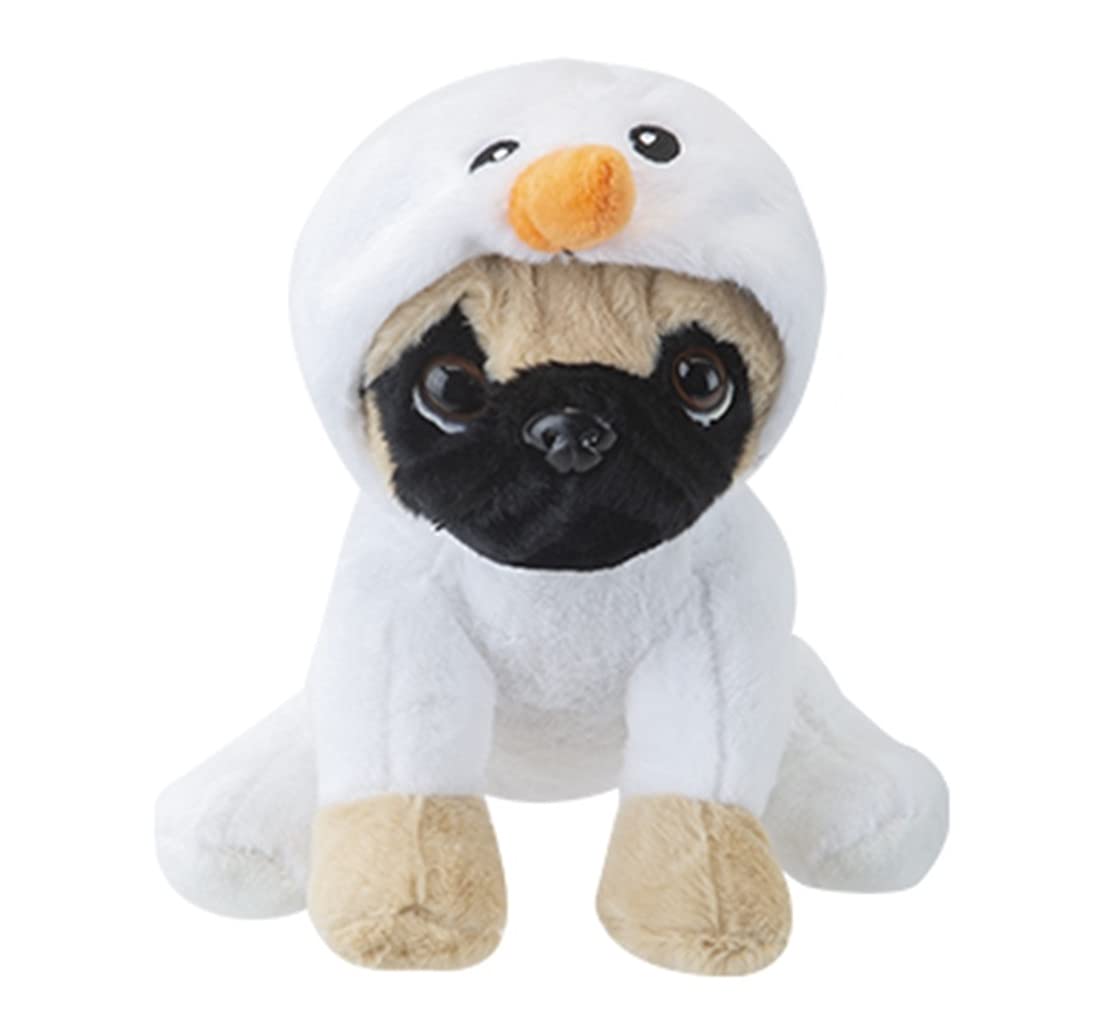 Katy Craig Soft Pug Teddy Bear in a Snowman Onesie - Christmas Edition Plush Toy Dog- 7.8inch (20cm)