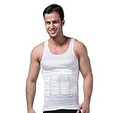 FitnessSun - Mens Tights Undershirt - Compression Base layer - Body Shaper Sports Muscle Tank Top - Abs Abdomen Slim, White - Large