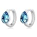 T400 Jewelers 925 Sterling Silver Water Drop Earrings Made with Swarovski Crystals,Blue Hoop Jewelry Kids Love Gift