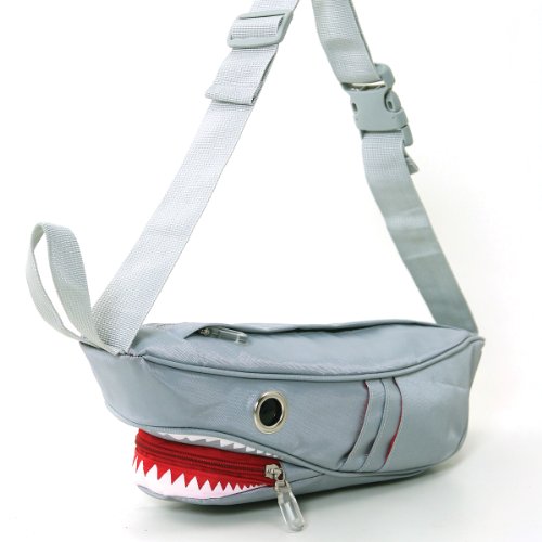Premium Nylon Shark with Gill Pockets Fanny Pack Hip Waist Bag in Grey