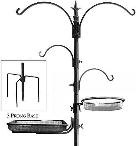 Ashman Premium Bird Feeding Station Kit, 22" Wide x 92" Tall (82" Above Ground Height), A Multi Feeder Hanging Kit and Bird Bath for Attracting Wild Birds