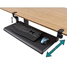 Stand Up Desk Store Large Clamp-On Retractable Adjustable Keyboard Tray/Under Desk Keyboard Tray | Improve Comfort While Increasing Usable Desk Space (27.5" W x 12.25" D) (Black) (Large)