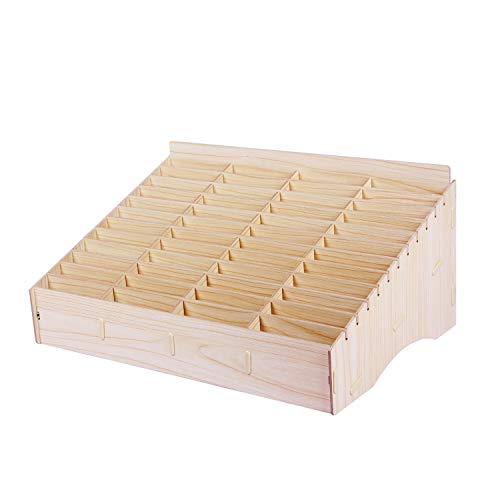 Kaisi 48 Grid Wooden Desktop Storage Box Mobile Phone Management Storage Box Creative Desktop Office Meeting Finishing Grid Multi Cell Phone Rack Display (48)